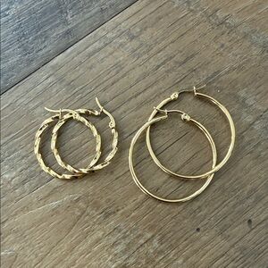 Stainless Steel Elegant Gold Hoop Earrings Set